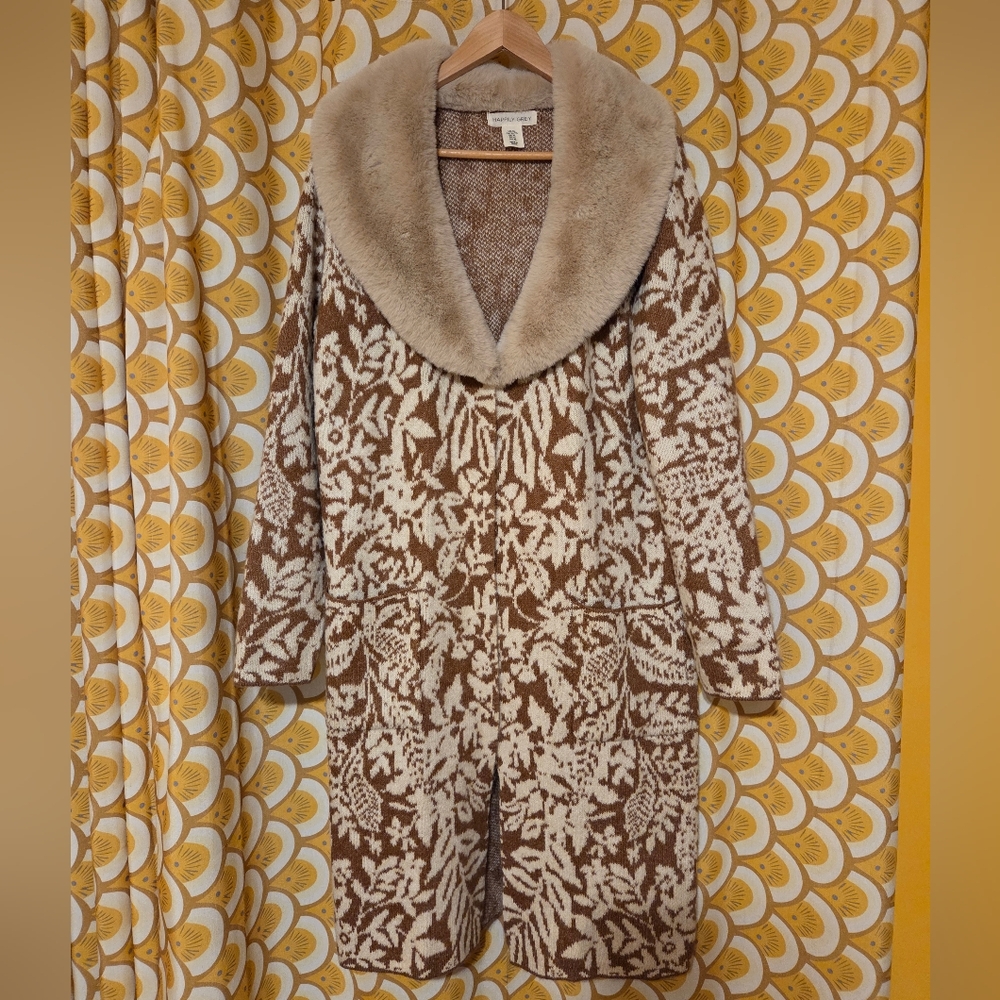 Happily Grey Gaux Fur Midi Sweater XL